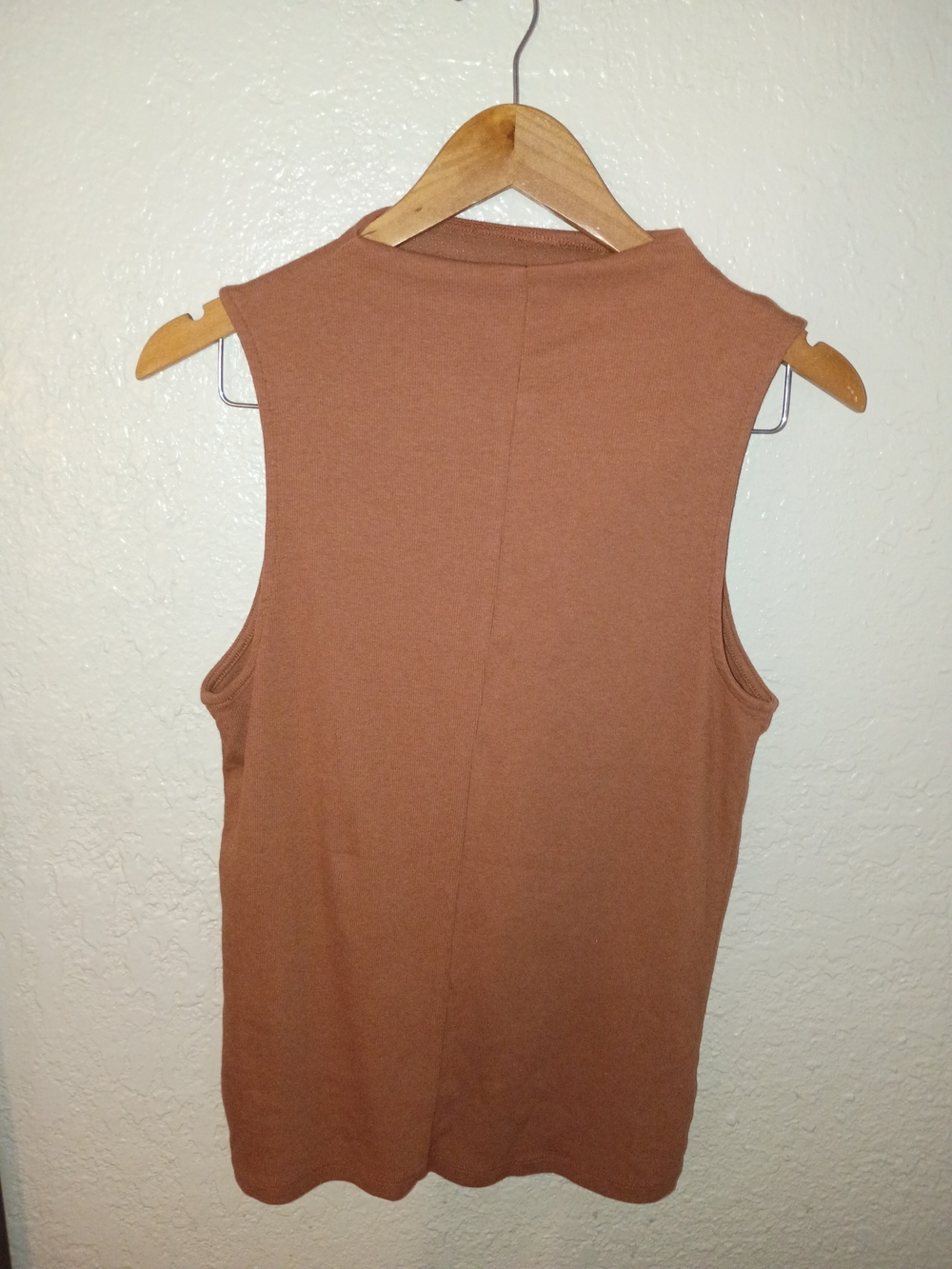 Sleeveless Mock Neck Tank Top in Brown